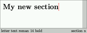 Starting a section (step 3)