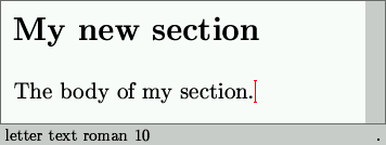 Entering the section body (step 2)