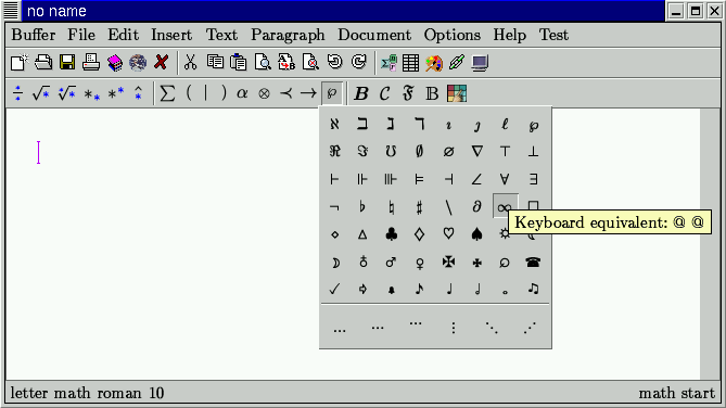 Miscellaneous symbol menu